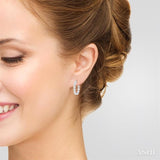 4 1/5 Ctw Circular Link Lovebright In-Out Round Cut Diamond Hoop Earring in 14K White Gold