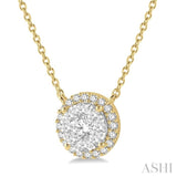 1/2 Ctw Circular Round Cut Diamond Lovebright Pendant With Chain in 14K Yellow and White Gold
