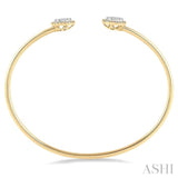 5/8 Ctw Lovebright Round Open Cuff Diamond Bangle in 14K Yellow and White Gold