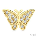 1/10 Ctw Petite Butterfly Round Cut Diamond Fashion Stud Earring in 10K Yellow Gold