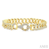 3 Ctw Round Cut Diamond Cuban Link Bracelet in 14K Yellow Gold