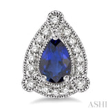5x3 MM Pear Shape Sapphire and 1/6 Ctw Round Cut Diamond Earrings in 10K White Gold