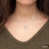 1/4 Ctw Heart Charm Baguette and Round Cut Diamond Pendant With Chain in 14K White Gold