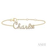 1/3 Ctw 'Charlie' Script Name Round Cut Diamond Bracelet in 10K Yellow Gold