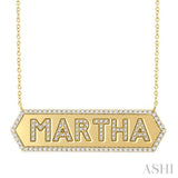 5/8 Ctw 'MARTHA' Nameplate Single Cut Diamond Necklace in 10K Yellow Gold