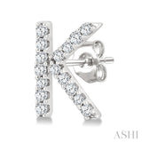 1/10 Ctw Initial 'K' Single Cut Diamond Earrings in 10K White Gold