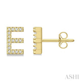 1/10 Ctw Initial 'E' Single Cut Diamond Earrings in 10K Yellow Gold