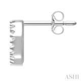 1/10 Ctw Initial 'O' Single Cut Diamond Earrings in 10K White Gold