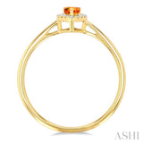 5x3 MM Pear Shape Citrine and 1/20 Ctw Single Cut Diamond Halo Semi-Precious Ring in 10K Yellow Gold