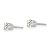 14k White Gold 4mm Round CZ Stud Earrings