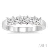 1 Ctw Princess Cut Diamond Wedding Band in 14K White Gold
