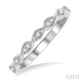 1/10 Ctw Pear and Rhombus Shape Lattice Round Cut Diamond Wedding Band in 14K White Gold