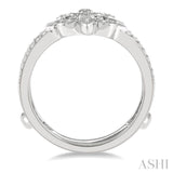 1/4 Ctw Fleur De Lis Round Cut Diamond Insert Ring in 14K White Gold
