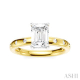 1/6 Ctw Akari Emerald Shape Round Cut Diamond Semi-Mount Engagement Ring in 14K Yellow and White Gold