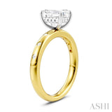 1/6 Ctw Akari Emerald Shape Round Cut Diamond Semi-Mount Engagement Ring in 14K Yellow and White Gold