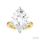 5/8 Ctw Akari Marquise and Round Cut Diamond Semi-Mount Engagement Ring in 14K Yellow and White Gold