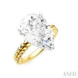 1/8 Ctw Pear Shape Round Cut Diamond Semi-Mount Engagement Ring in 14K Yellow and White Gold