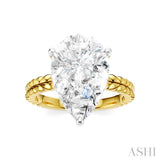 1/8 Ctw Pear Shape Round Cut Diamond Semi-Mount Engagement Ring in 14K Yellow and White Gold