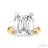 5/8 Ctw Emerald Shape Marquise and Round Cut Diamond Semi-Mount Engagement Ring in 14K Yellow and White Gold