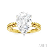 1/10 Ctw Pear Shape Round Cut Diamond Semi-Mount Engagement Ring in 14K Yellow and White Gold
