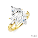 1/2 Ctw Akari Marquise and Round Cut Diamond Semi-Mount Engagement Ring in 14K Yellow and White Gold