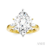 1/2 Ctw Akari Marquise and Round Cut Diamond Semi-Mount Engagement Ring in 14K Yellow and White Gold