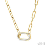 1/4 Ctw Paperclip Round Cut Diamond Pendant With Chain in 14K Yellow Gold
