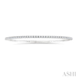 1 Ctw Round Cut Diamond Halfway Straight Flex Bangle in 14K White Gold