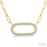 1/10 Ctw Paperclip Round Cut Diamond Fashion Pendant With Chain in Yellow Gold Vermeil