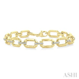 1/10 Ctw Bold Octagonal Link Round Cut Diamond Fashion Bracelet in Yellow Gold Vermeil
