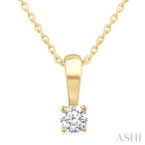 1/10 Ctw Prong Set Round Cut Diamond Solitaire Pendant With Chain in 14K Yellow Gold
