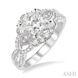 5/8 Ctw Diamond Semi-Mount Engagement Ring in 14K White Gold