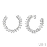 3/4 Ctw Graduated Baguette Diamond Hoop Earrings in 14K White Gold