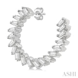 3/4 Ctw Graduated Baguette Diamond Hoop Earrings in 14K White Gold