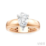1/20 Ctw Pear Shape Round Cut Diamond Semi-Mount Engagement Ring in 14K Rose and White Gold