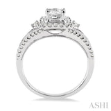 3/4 Ctw Diamond Engagement Ring with 1/4 Ct Princess Cut Center Stone in 14K White Gold