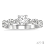7/8 Ctw Twisted Shank Diamond Engagement Ring With 1/2 Ct Round Cut Center Stone in 14K White Gold