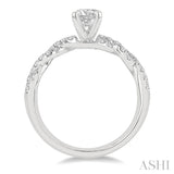7/8 Ctw Twisted Shank Diamond Engagement Ring With 1/2 Ct Round Cut Center Stone in 14K White Gold