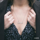 1/50 Ctw Round Cut Diamond Love Pendant with Chain in Sterling Silver
