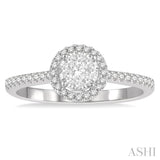 1/3 Ctw Round Diamond Lovebright Halo Engagement Ring in 14K White and Yellow Gold