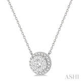 1/2 Ctw Circular Round Cut Diamond Lovebright Pendant With Chain in 14K White Gold