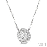 3/4 Ctw Circular Round Cut Diamond Lovebright Pendant With Chain in 14K White Gold
