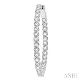 3 Ctw Inside-Out Round Cut Diamond Oval Shape Hoop Earrings in 14K White Gold