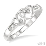 1/10 Ctw Round Cut Diamond Twin Heart Ring in Sterling Silver