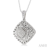 1/20 ctw Cushion Shape Single Cut Diamond Pendant in Sterling Silver with Chain