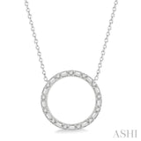 1/2 Ctw Circle Baguette and Round Cut Diamond Pendant With Chain in 14K White Gold