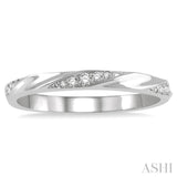 1/10 Ctw Pod Shape Grooves Round Cut Diamond Stackable Band in 14K White Gold