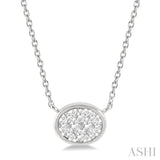 1/6 ctw Oval Shape Lovebright Diamond Pendant With Chain in 14K White Gold