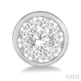 1/2 Ctw Medallion Lovebright Round Cut Diamond Bezel Stud Earring in 14K White Gold
