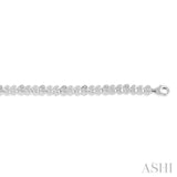 1/6 Ctw Puffed Heart Plain and Round Cut Diamond Fashion Bracelet in Sterling Silver